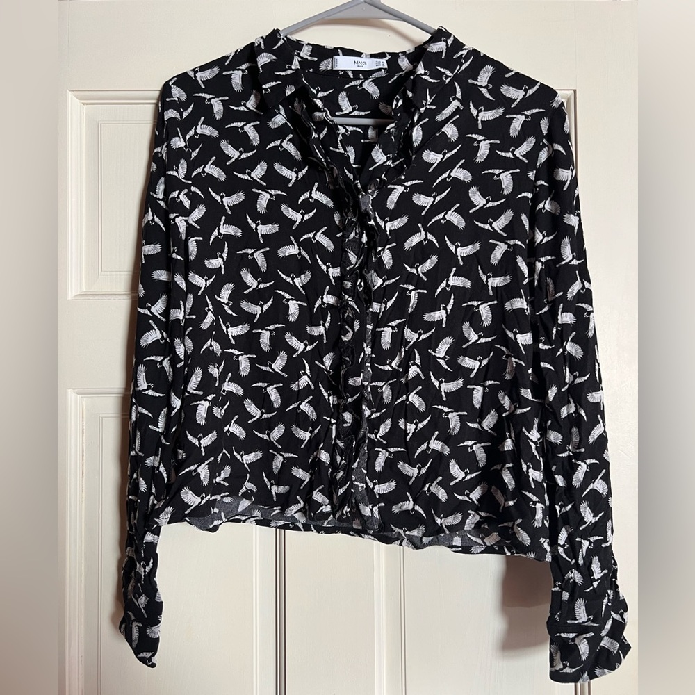 Mango Blouse with Bird Print